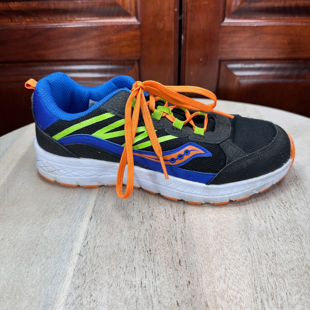 Saucony Wind A/C Kids 3.5M Black Blue Orange Running Shoes Athletic Sneakers